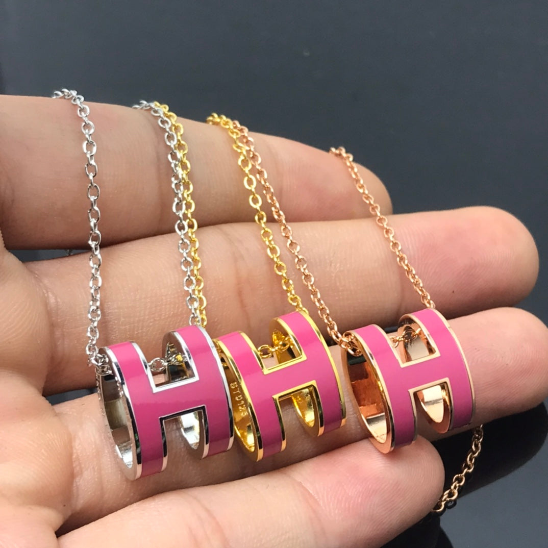 [Am jewelry]H NECKLACE PINK