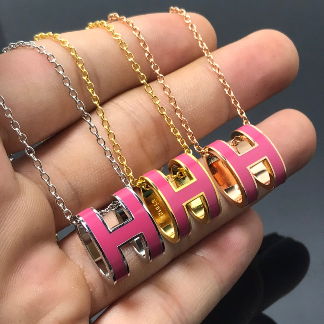 [Am jewelry]H NECKLACE PINK