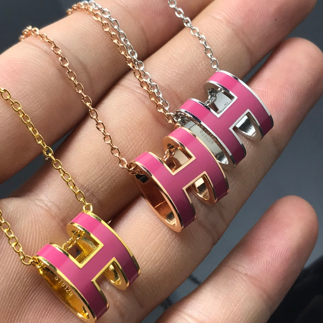 [Am jewelry]H NECKLACE PINK