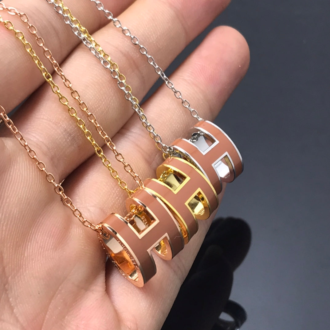 [Am jewelry]H NECKLACE BROWN