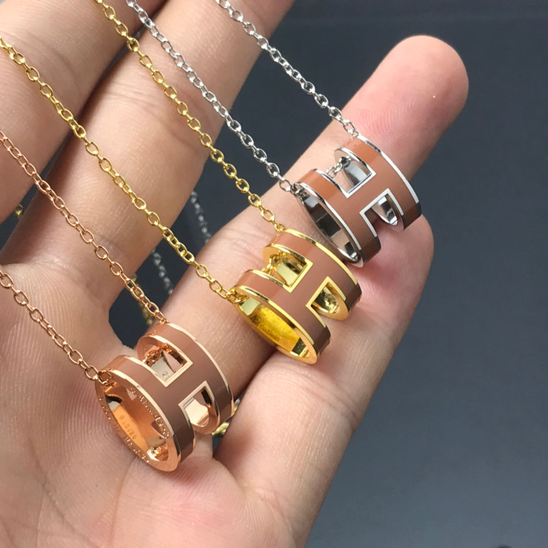 [Am jewelry]H NECKLACE BROWN