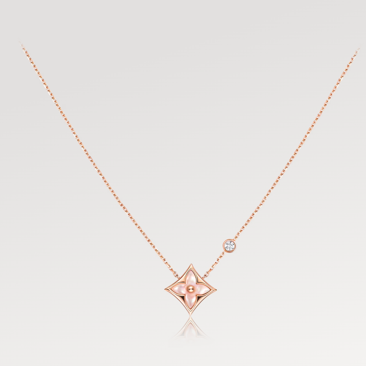 [Am jewelry]STAR PINK MOP 1 DIAMOND PINK GOLD NECKLACE