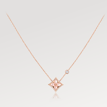 [Am jewelry]STAR PINK MOP 1 DIAMOND PINK GOLD NECKLACE