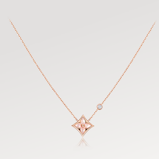 [Am jewelry]STAR PINK MOP 1 DIAMOND PINK GOLD NECKLACE