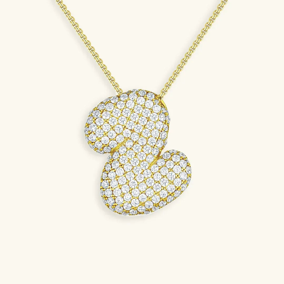 [AM Jewels]Bubble Initial Diamond Necklace