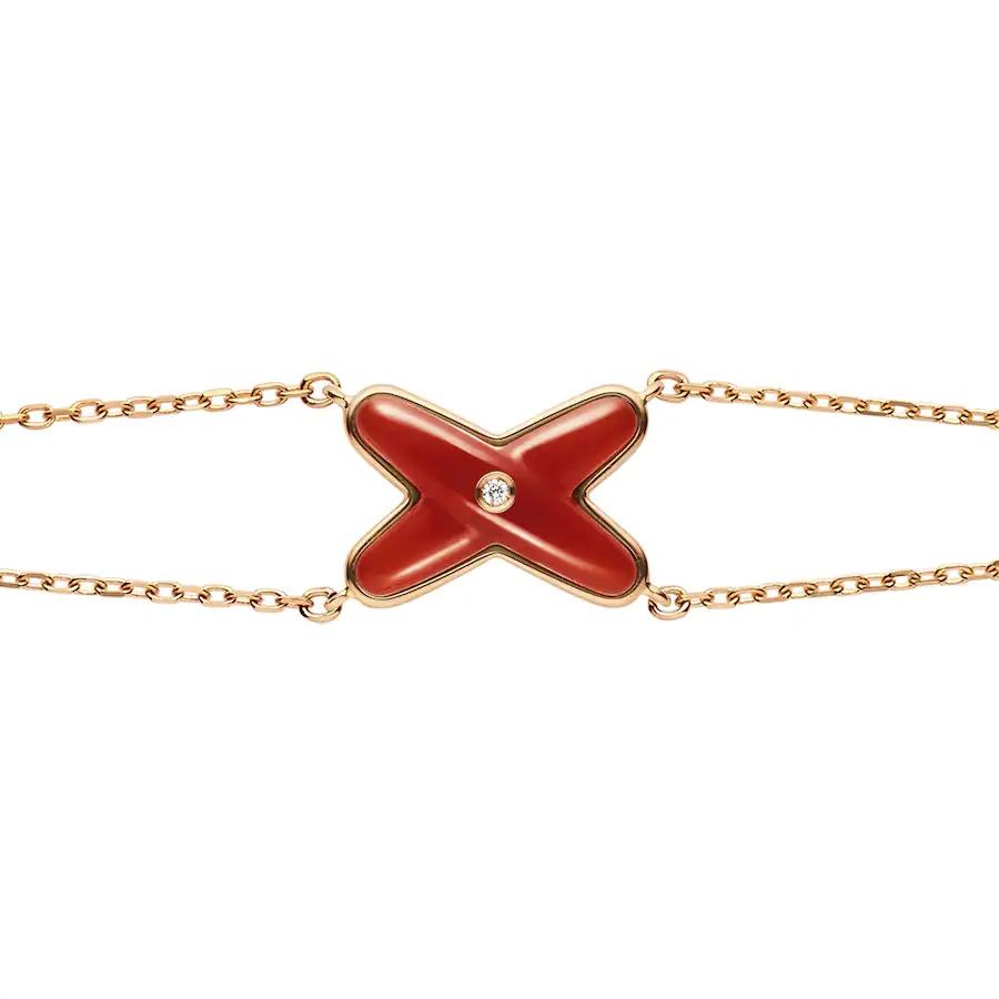 [Am jewelry]JEUX BRACELET CARNELIAN PINK GOLD 1 DIAMOND