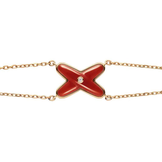 [Am jewelry]JEUX BRACELET CARNELIAN PINK GOLD 1 DIAMOND