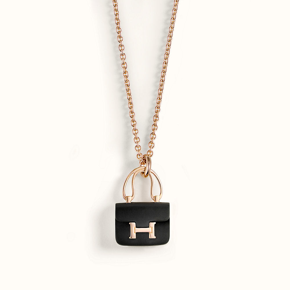 [Am jewelry]CONSTANCE BLACK PEDANT PINK GOLD NECKLACE