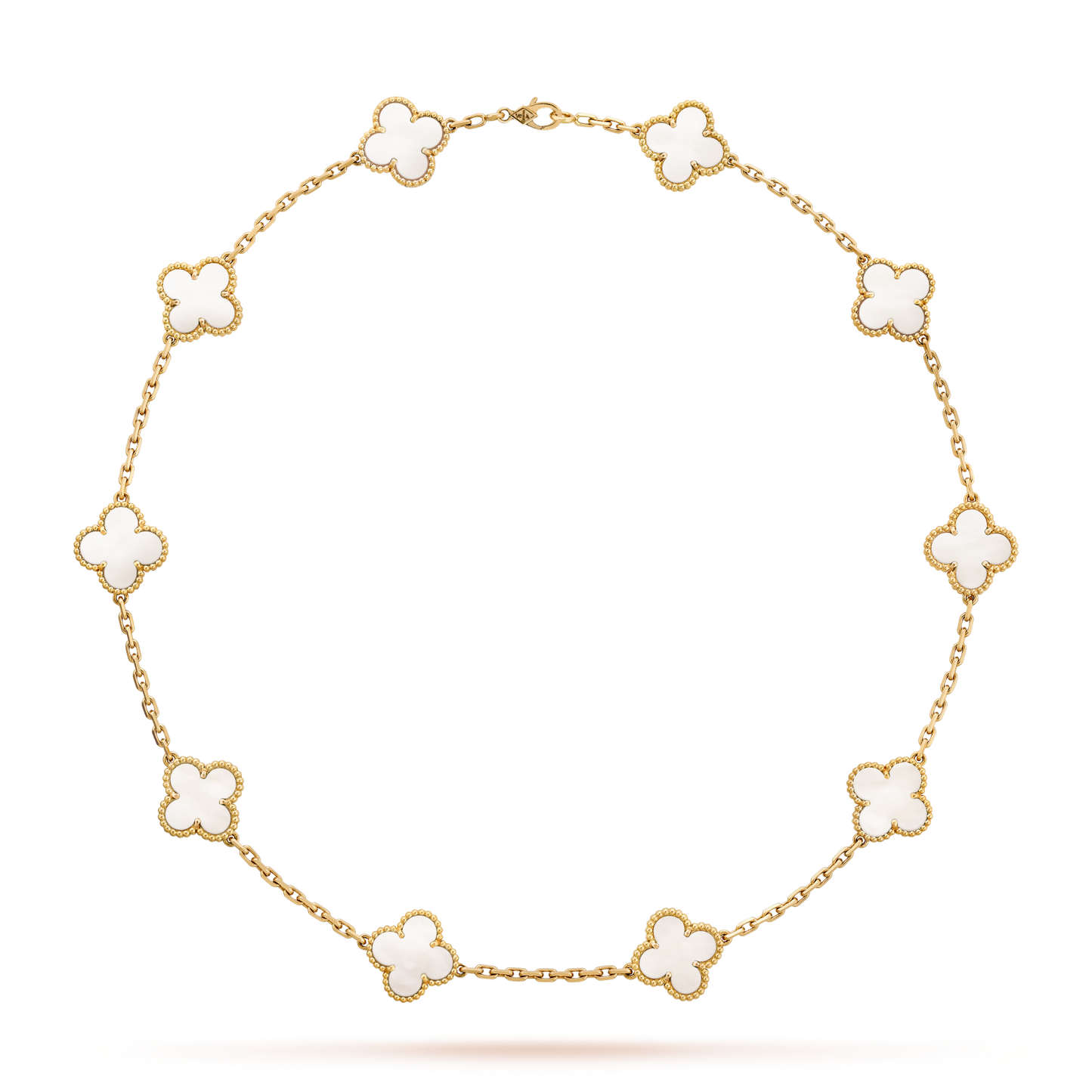 [Am jewelry]CLOVER 10 MOTIFS WHITE MOTHER OF PEARL NECKLACE