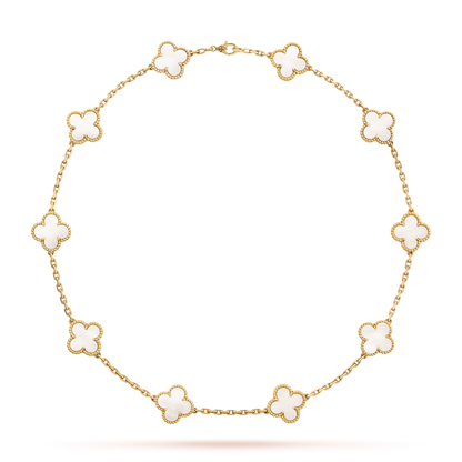 [Am jewelry]CLOVER 10 MOTIFS WHITE MOTHER OF PEARL NECKLACE