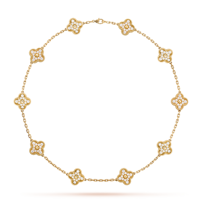 [Am jewelry]CLOVER 10 MOTIFS DIAMOND NECKLACE