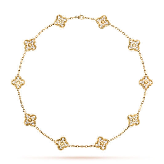 [Am jewelry]CLOVER 10 MOTIFS DIAMOND NECKLACE