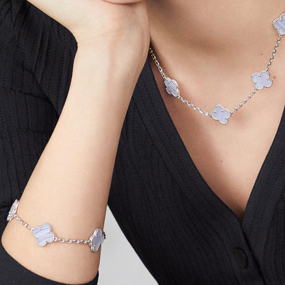 [Am jewelry]CLOVER 10 MOTIFS BLUE CHALCEDONY NECKLACE
