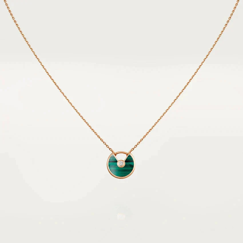 [Am jewelry]AMULETTE ROSE GOLD MALACHITE NECKLACE