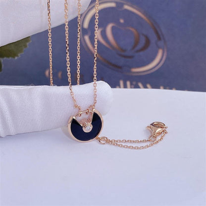 [Am jewelry]AMULETTE ROSE GOLD ONYX NECKLACE