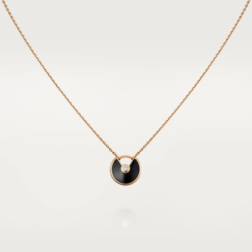 [Am jewelry]AMULETTE ROSE GOLD ONYX NECKLACE