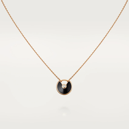 [Am jewelry]AMULETTE ROSE GOLD ONYX NECKLACE