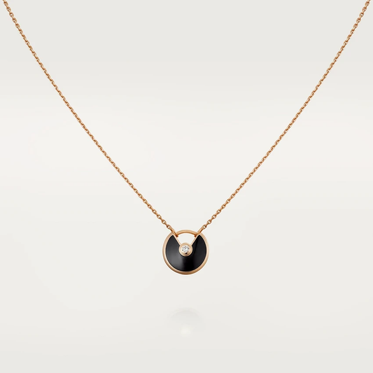 [Am jewelry]AMULETTE ROSE GOLD ONYX NECKLACE