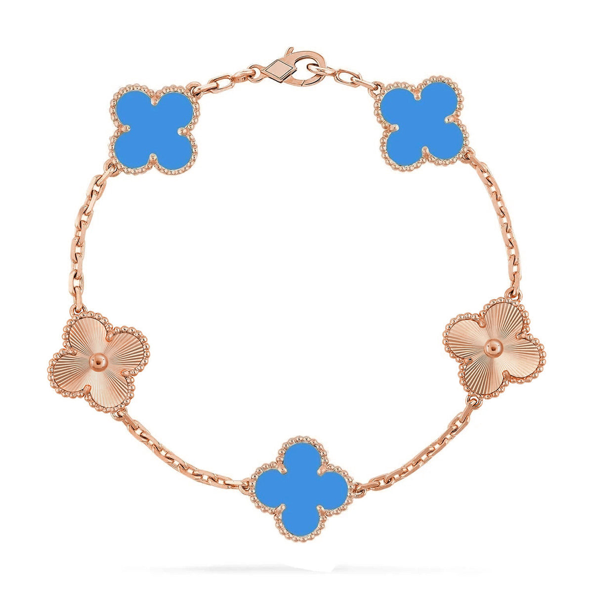 [Am jewelry] CLOVER 5 MOTIF BLUE AGATE BRACELET COLLECTION