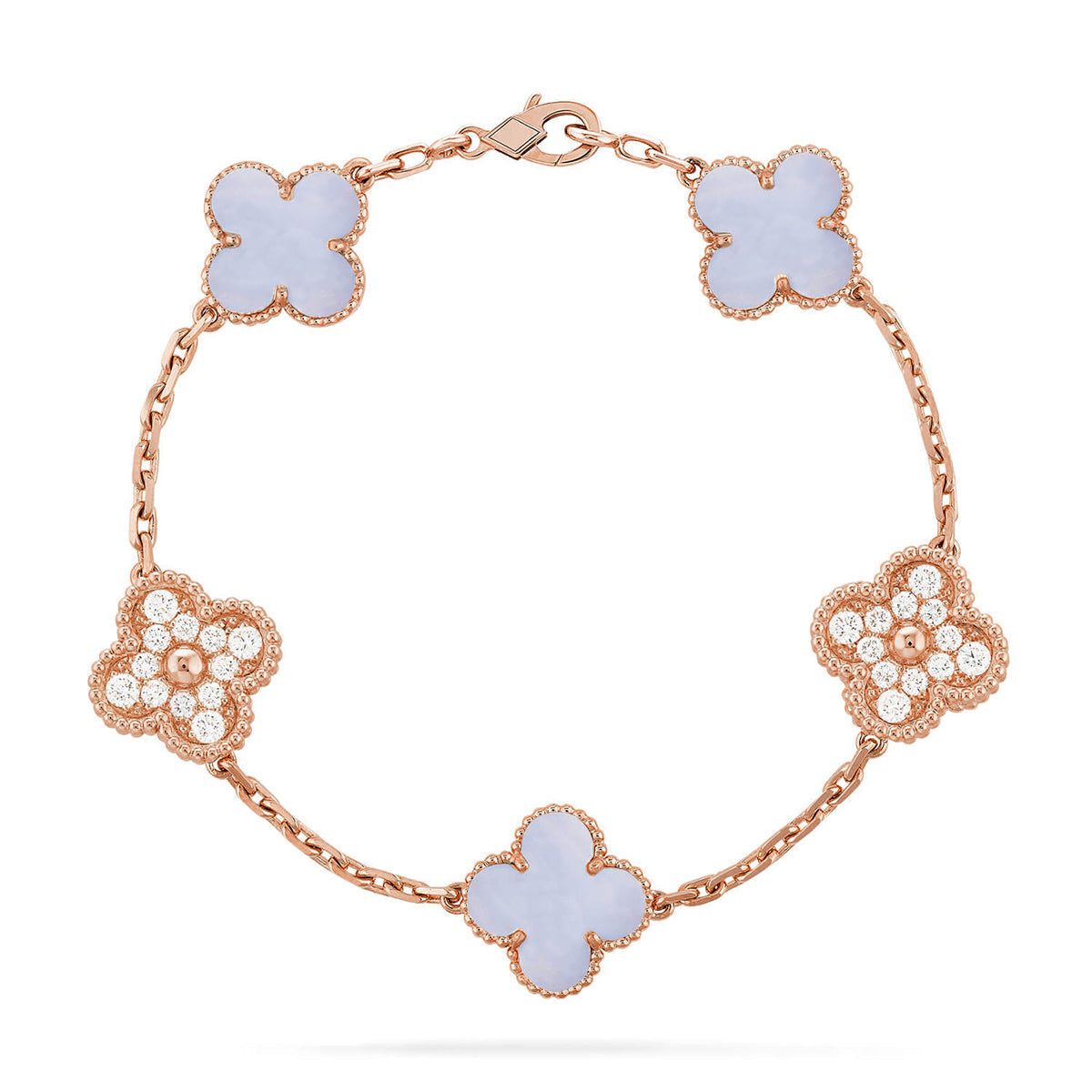 [Am jewelry] CLOVER 5 MOTIF PURPLE CHALCEDONY BRACELET COLLECTION