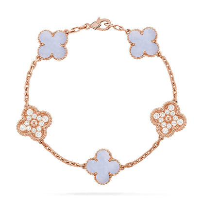 [Am jewelry] CLOVER 5 MOTIF PURPLE CHALCEDONY BRACELET COLLECTION