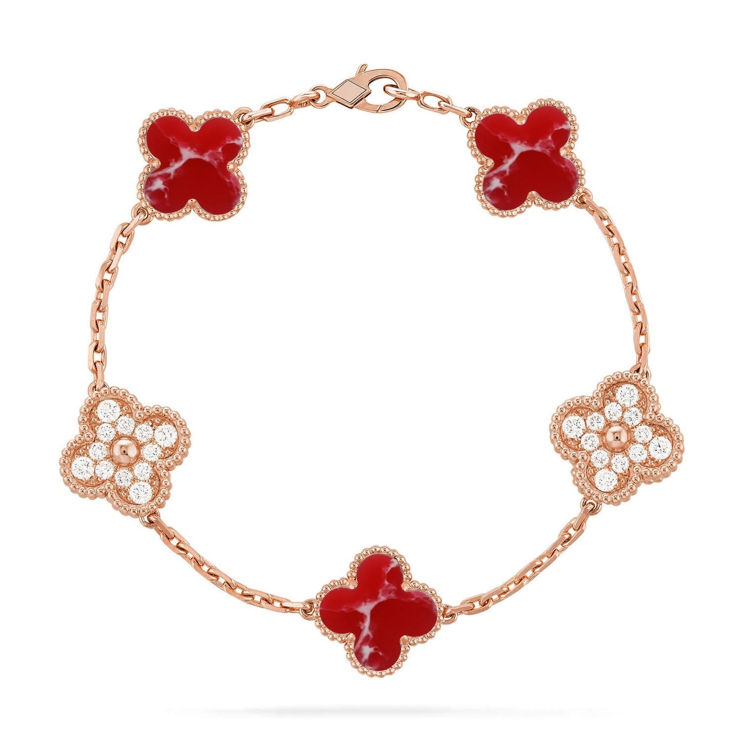 [Am jewelry]CLOVER 5 MOTIF RED PATTERN BRACELET COLLECTION