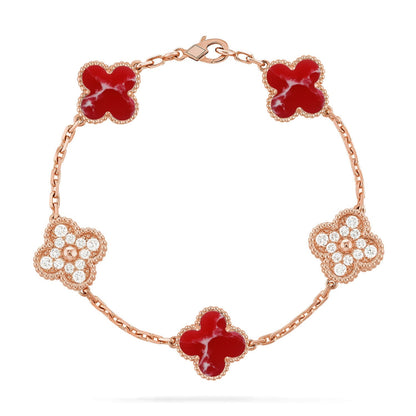 [Am jewelry]CLOVER 5 MOTIF RED PATTERN BRACELET COLLECTION
