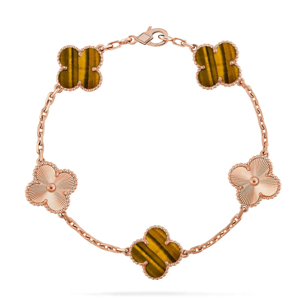 [Am jewelry] CLOVER 5 MOTIFS TIGER EYE BRACELET COLLECTION