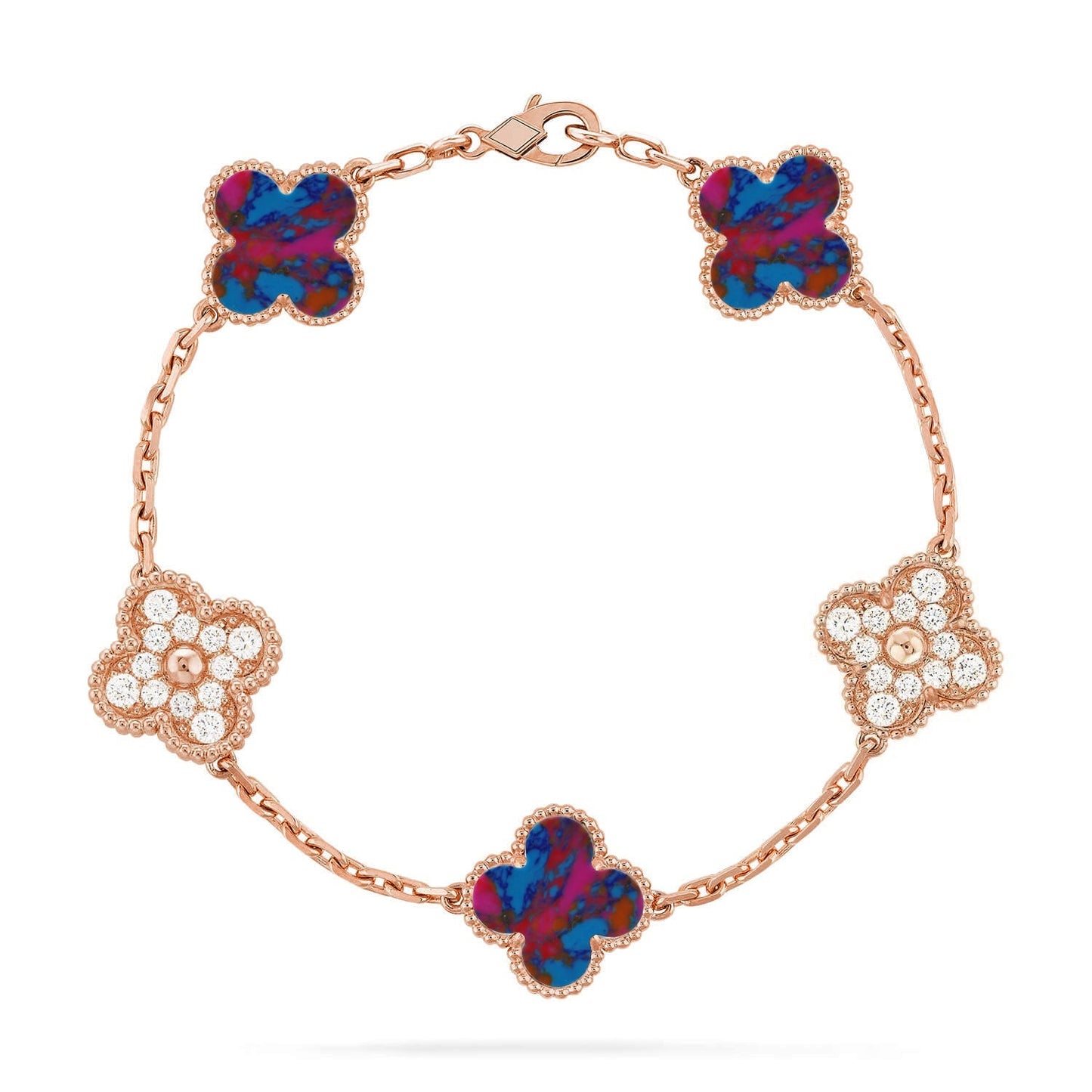 [Am jewelry]CLOVER 5 MOTIF COLOR GEMSTONES BRACELET COLLECTION