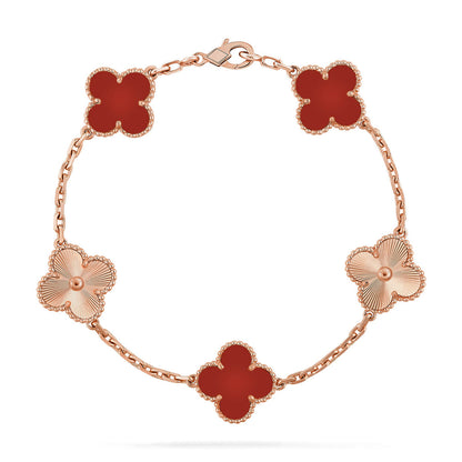 [Am jewelry] CLOVER 5 MOTIF RED CORNELIAN BRACELET COLLECTION