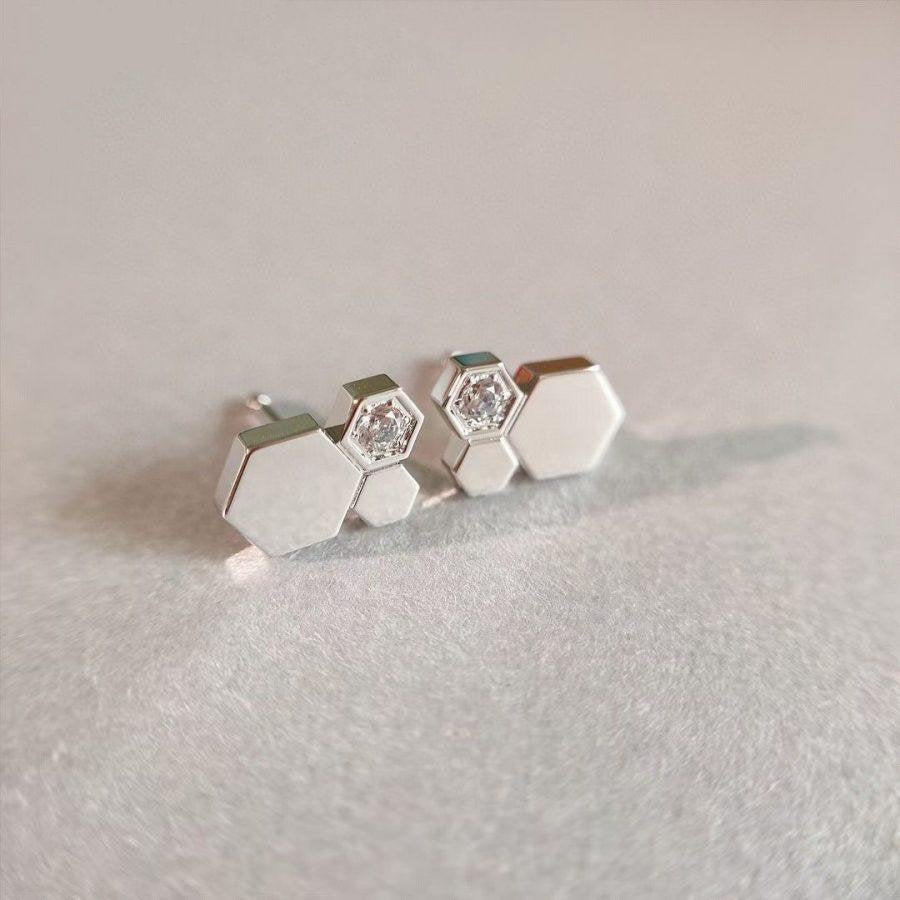 [Am jewelry]BEE LOVE SILVER DIAMOND EARRINGS