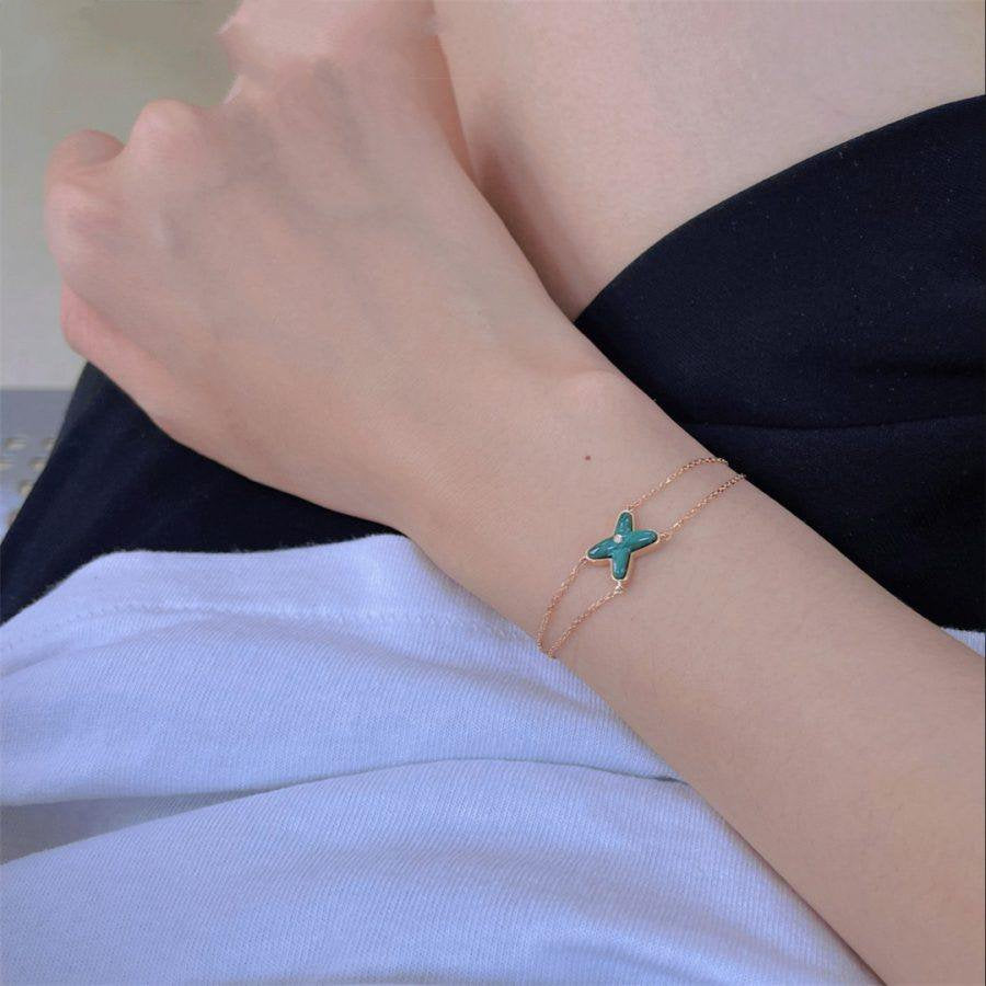 [Am jewelry]JEUX BRACELET MALACHITE PINK GOLD 1 DIAMOND