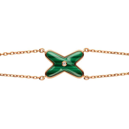 [Am jewelry]JEUX BRACELET MALACHITE PINK GOLD 1 DIAMOND