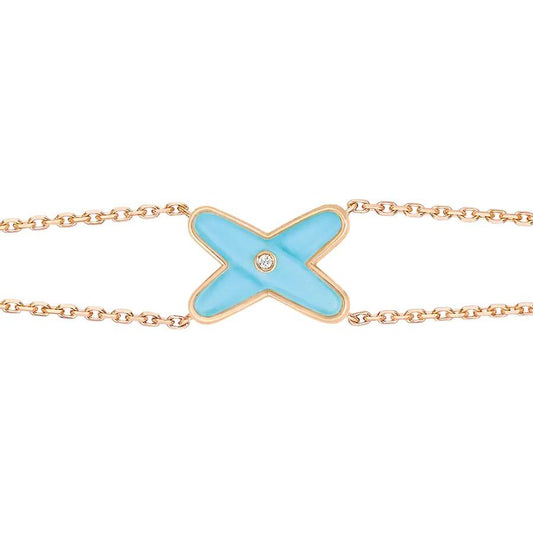 [Am jewelry]JEUX BRACELET TURQUOISE PINK GOLD 1 DIAMOND