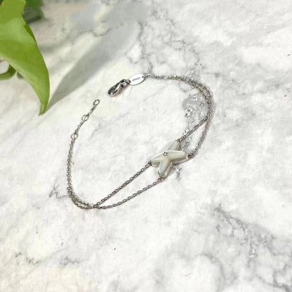 [Am jewelry]JEUX BRACELET WHITE MOP SILVER 1 DIAMOND
