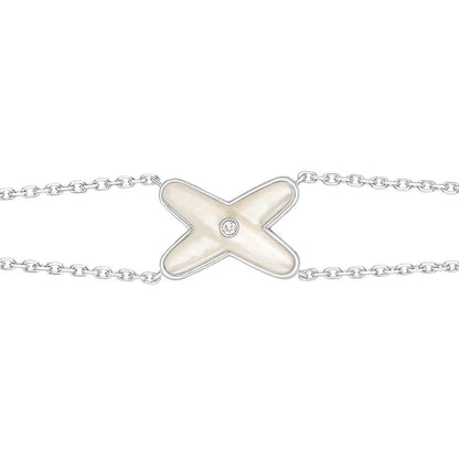 [Am jewelry]JEUX BRACELET WHITE MOP SILVER 1 DIAMOND