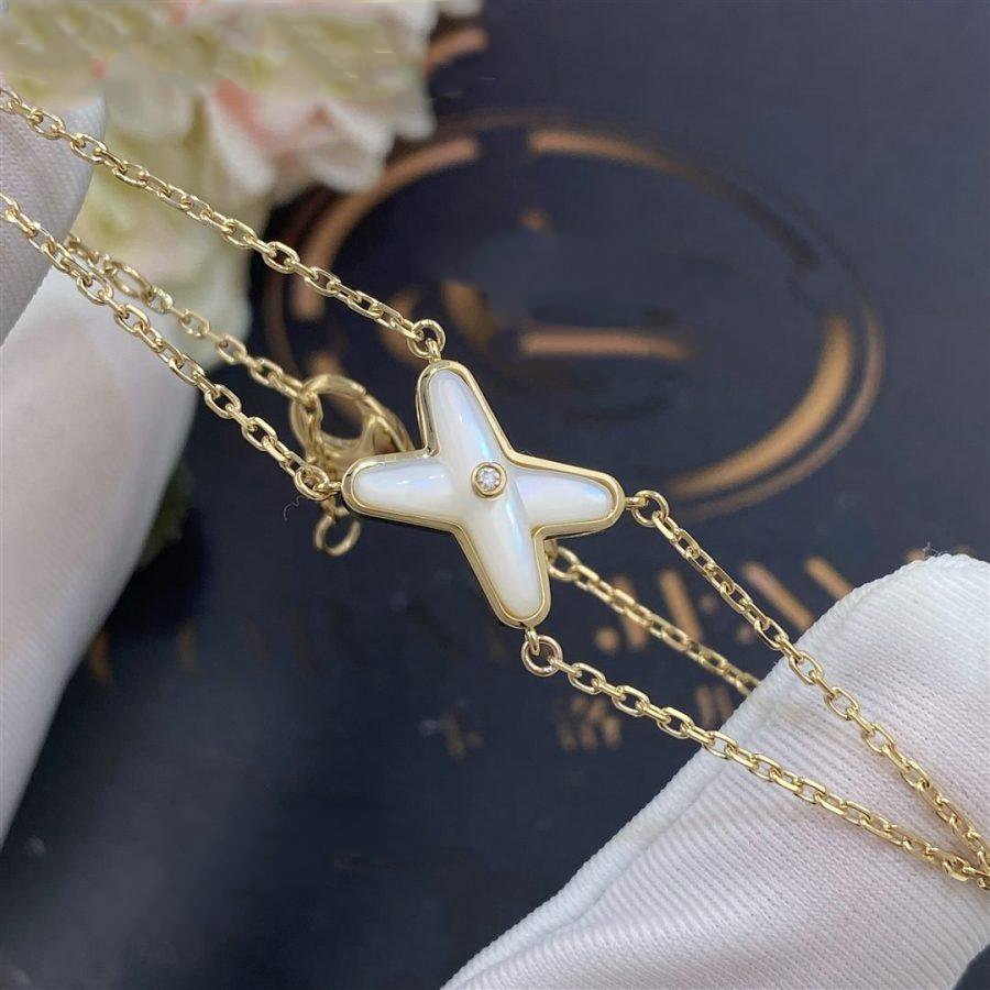 [Am jewelry]JEUX BRACELET WHITE MOP GOLD 1 DIAMOND