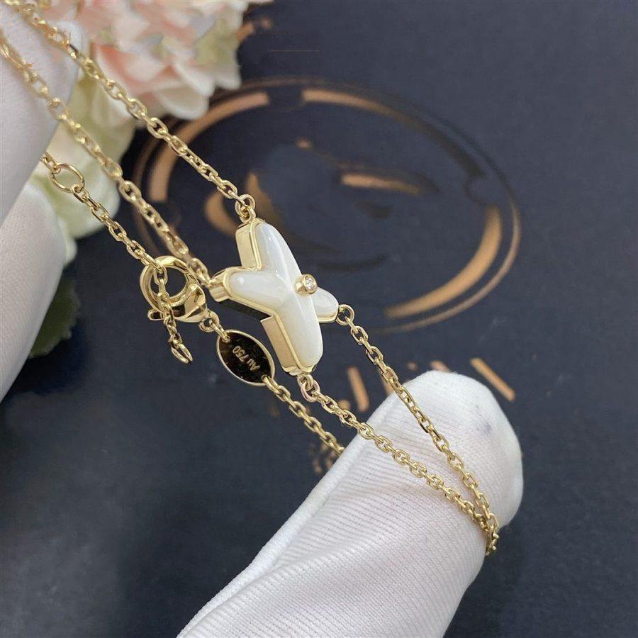 [Am jewelry]JEUX BRACELET WHITE MOP GOLD 1 DIAMOND