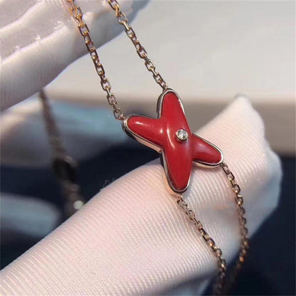 [Am jewelry]JEUX BRACELET CARNELIAN PINK GOLD 1 DIAMOND