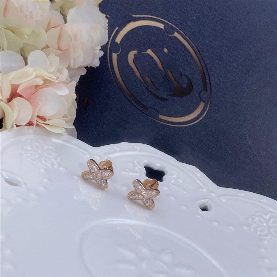 [Am jewelry]JEUX DE PINK GOLD DIAMOND EARRINGS
