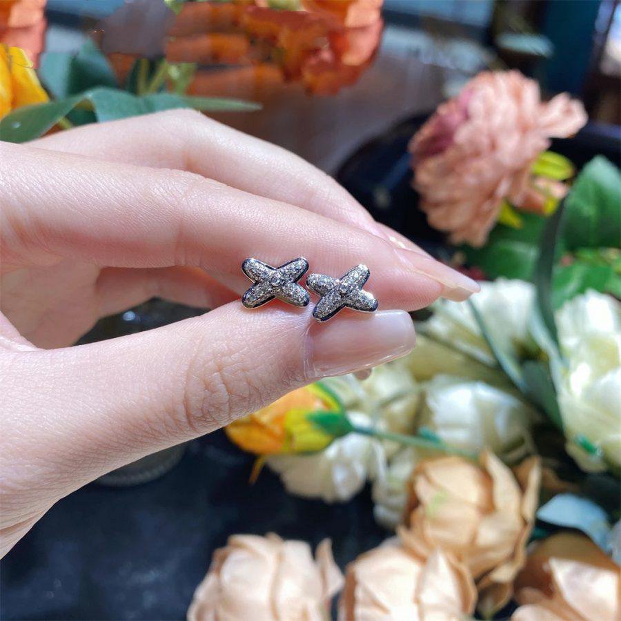 [Am jewelry]JEUX DE SILVER DIAMOND EARRINGS