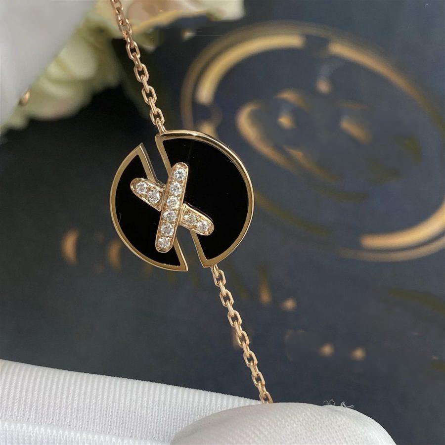 [Am jewelry]JEUX DE BRACELET ONYX PINK GOLD DIAMOND