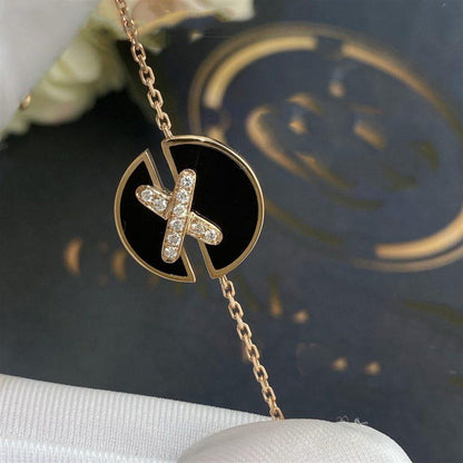 [Am jewelry]JEUX DE BRACELET ONYX PINK GOLD DIAMOND