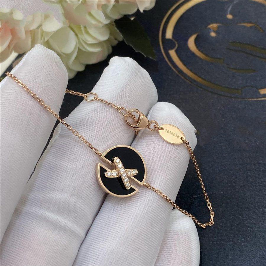 [Am jewelry]JEUX DE BRACELET ONYX PINK GOLD DIAMOND