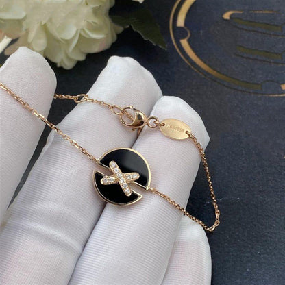 [Am jewelry]JEUX DE BRACELET ONYX PINK GOLD DIAMOND