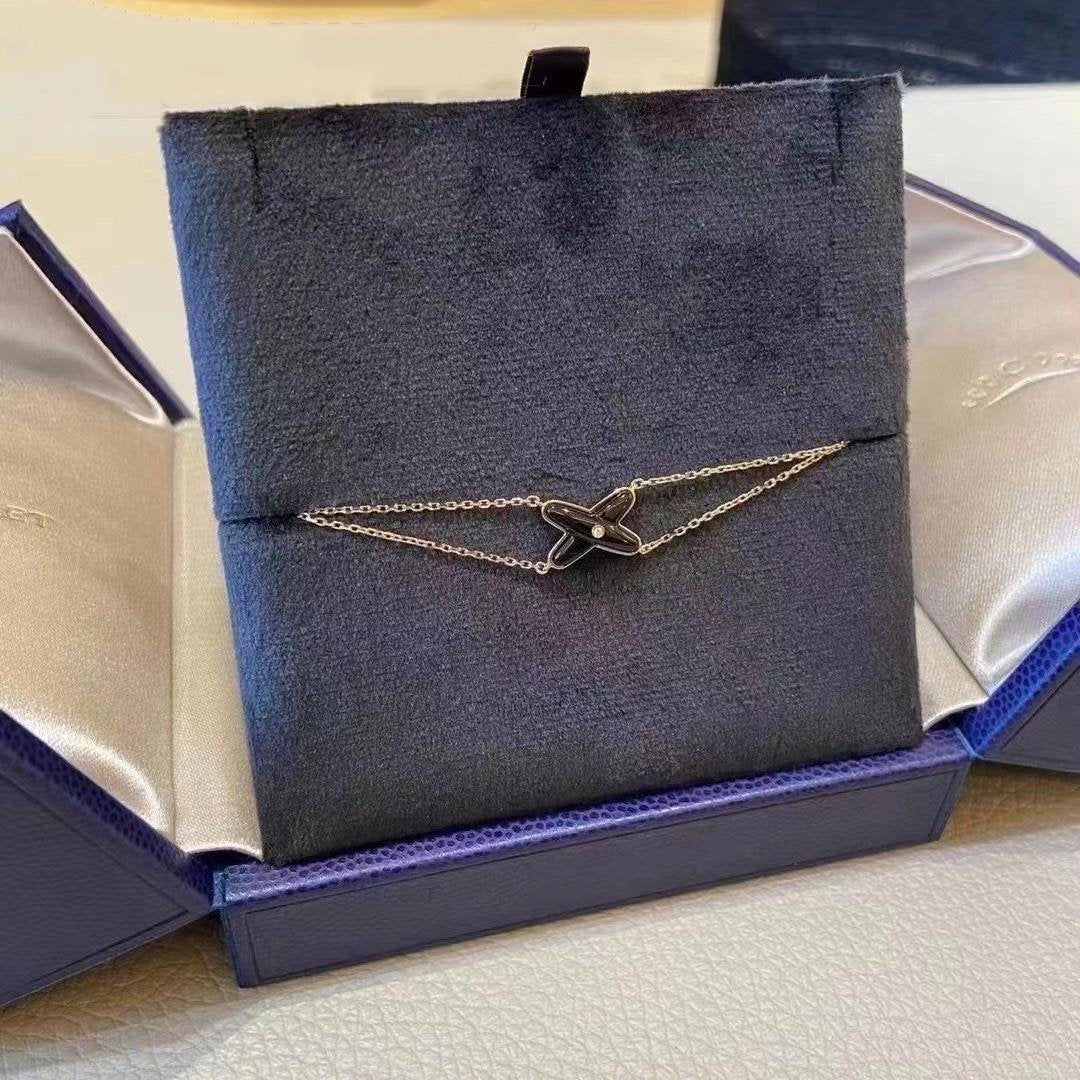 [Am jewelry]JEUX BRACELET ONYX PINK GOLD 1 DIAMOND