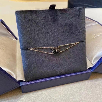 [Am jewelry]JEUX BRACELET ONYX PINK GOLD 1 DIAMOND