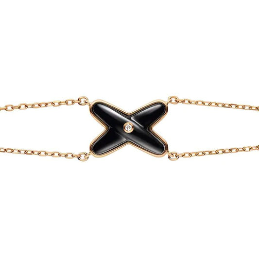 [Am jewelry]JEUX BRACELET ONYX PINK GOLD 1 DIAMOND