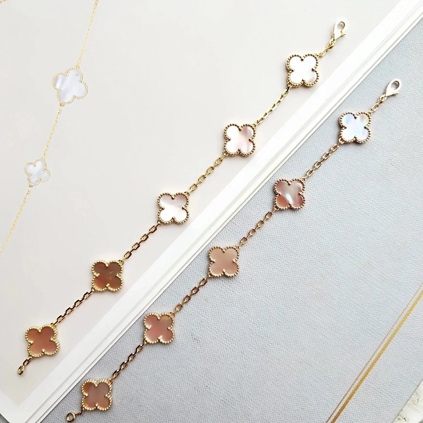 [Am jewelry] CLOVER 5 MOTIFS  PINK MOP BRACELET COLLECTION