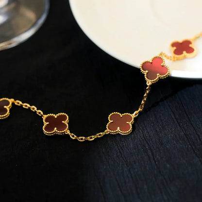 [Am jewelry] CLOVER 5 MOTIF RED CORNELIAN BRACELET COLLECTION
